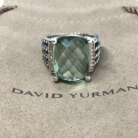 David Yurman Jewelry - David Yurman Wheaton 16x12mm Prasiolite & Pave Diamonds Ring size 7 Authentic